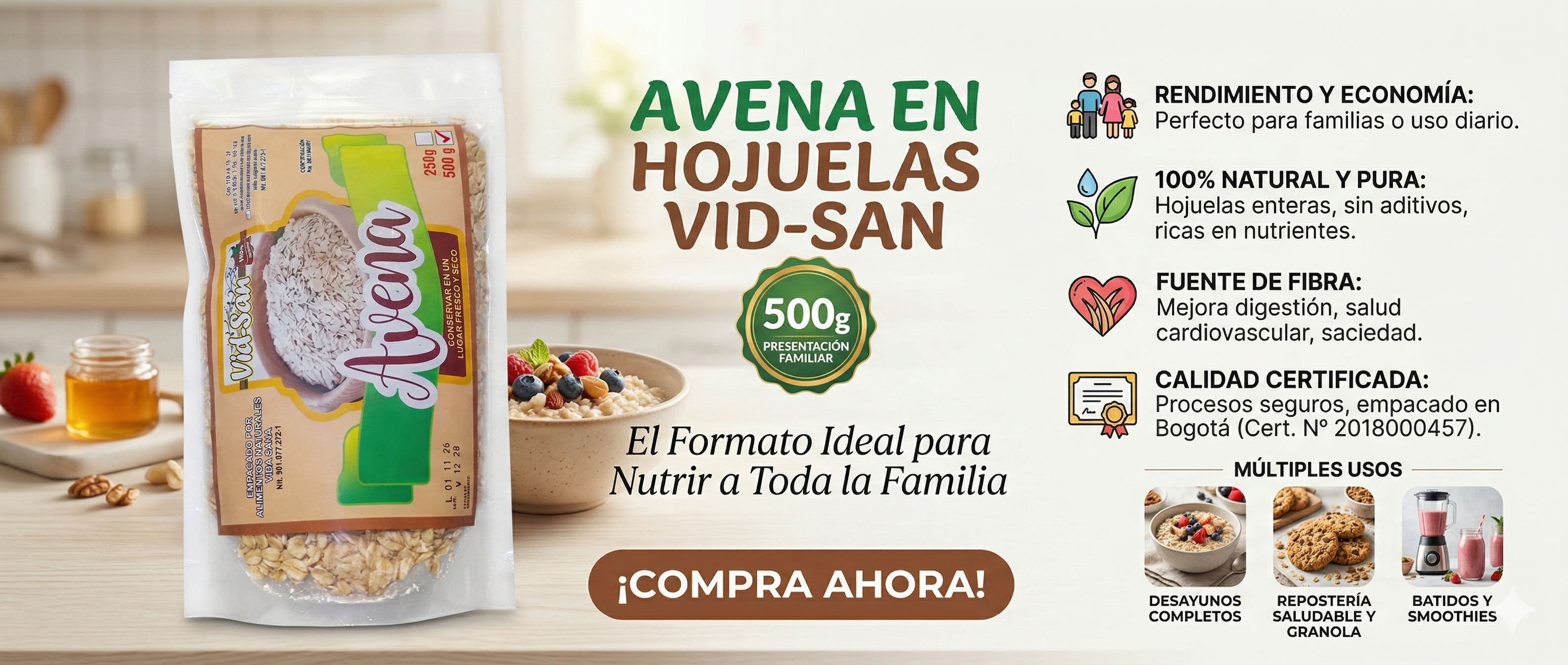 Avena en Hojuelas Vid-San 500g