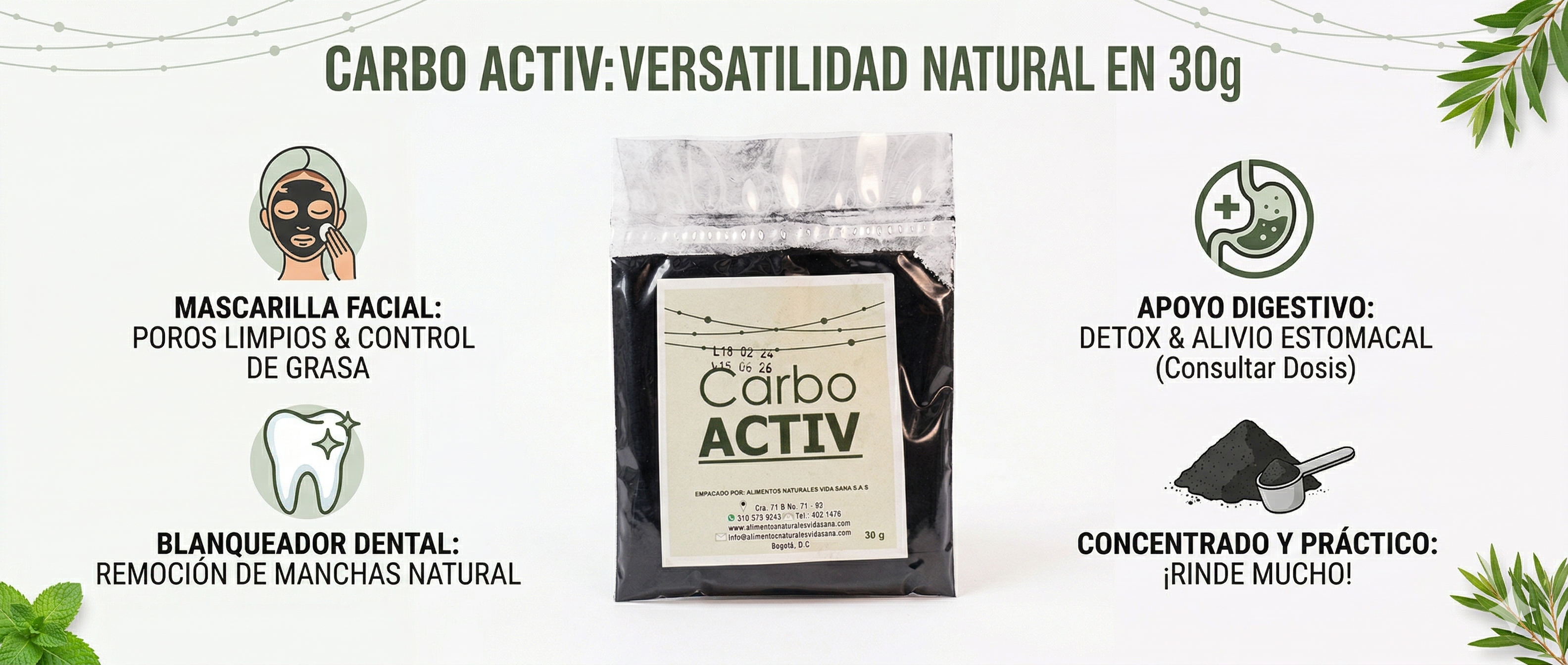 Carbón Activado Vid-San - 30g