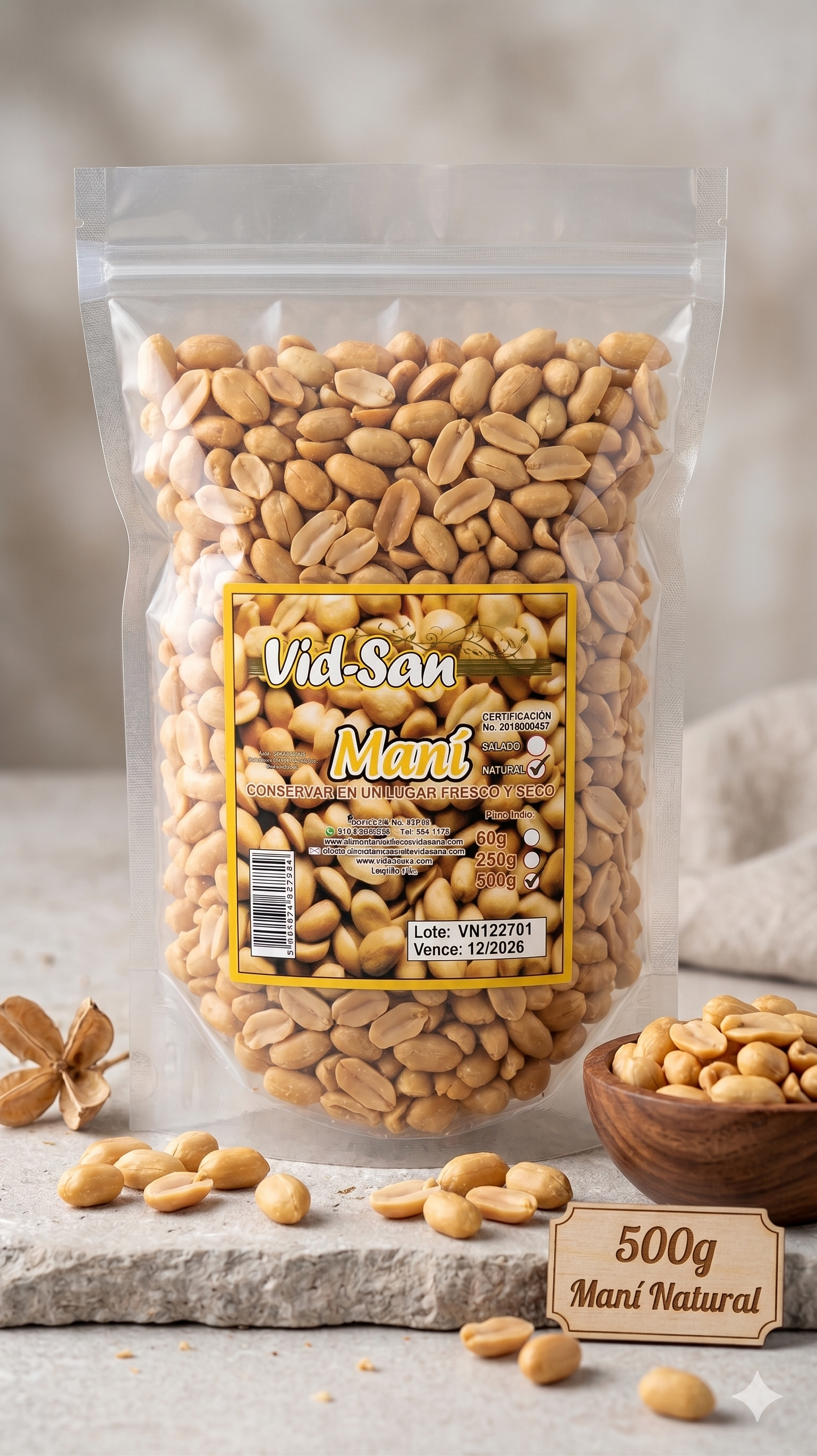 Maní Natural Vid-San 500g