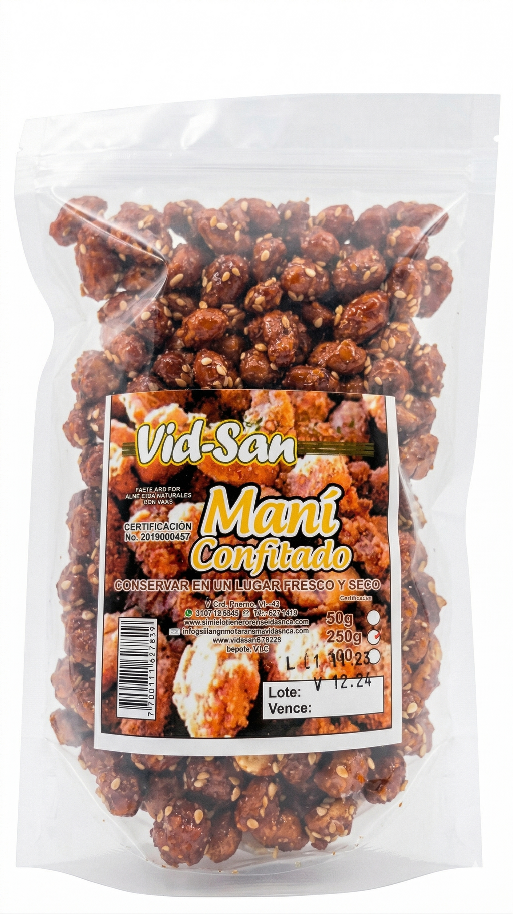 Maní Confitado con Ajonjolí Vid-San 250g