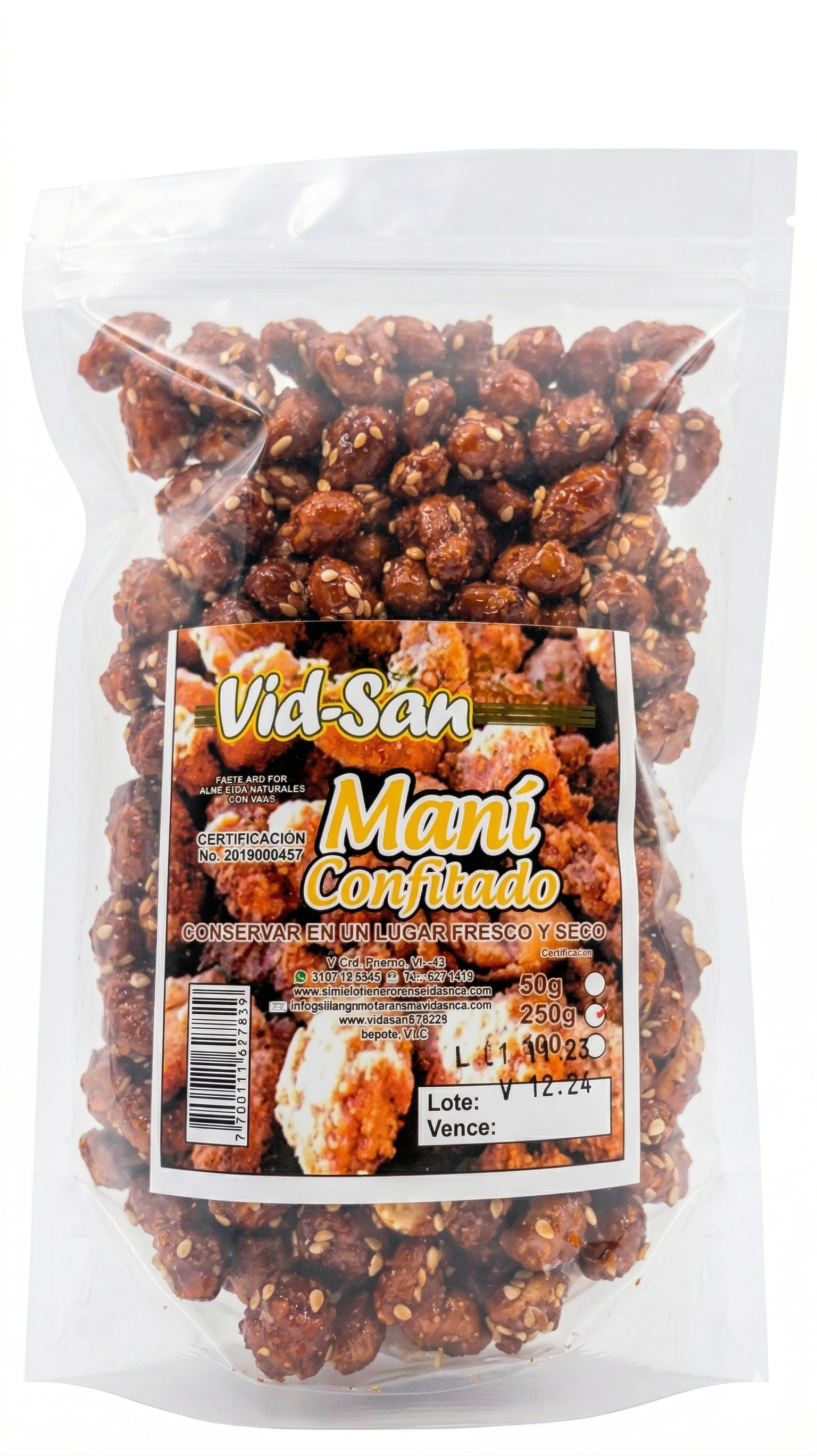 Maní Confitado con Ajonjolí Vid-San 250g