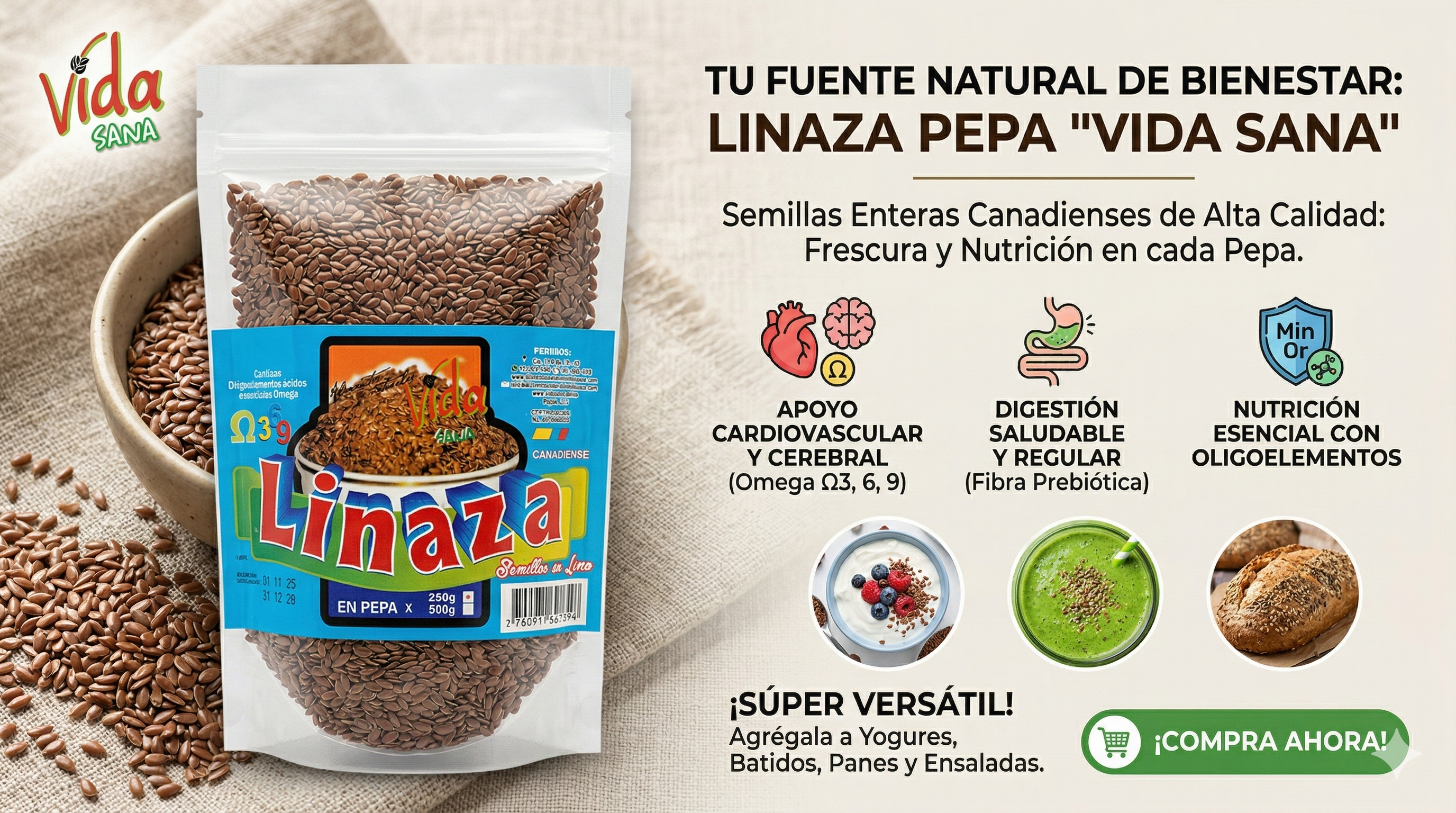 Linaza Pepa Canadiense Vid-San 250g