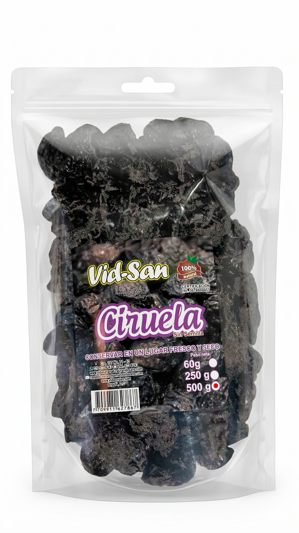 Ciruelas Pasas Sin Semilla Vid-San - 500g