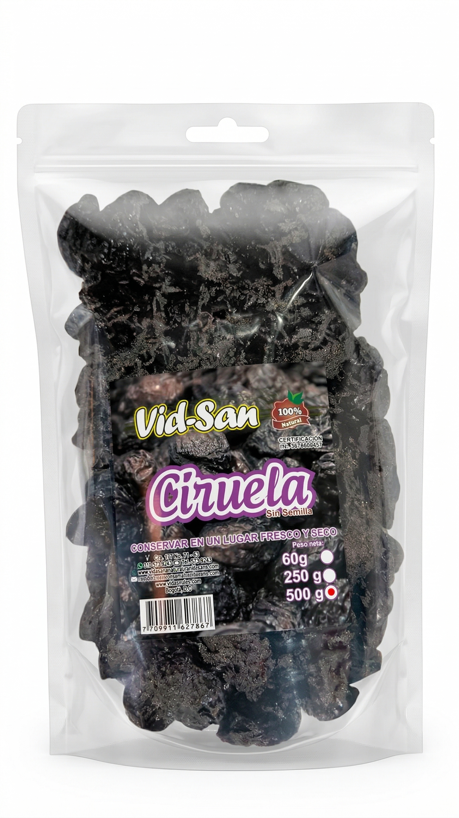 Ciruelas Pasas Sin Semilla Vid-San - 500g